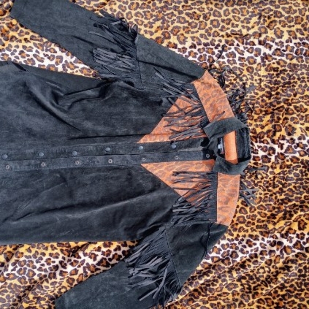 Black and Brown Fringe Jacket